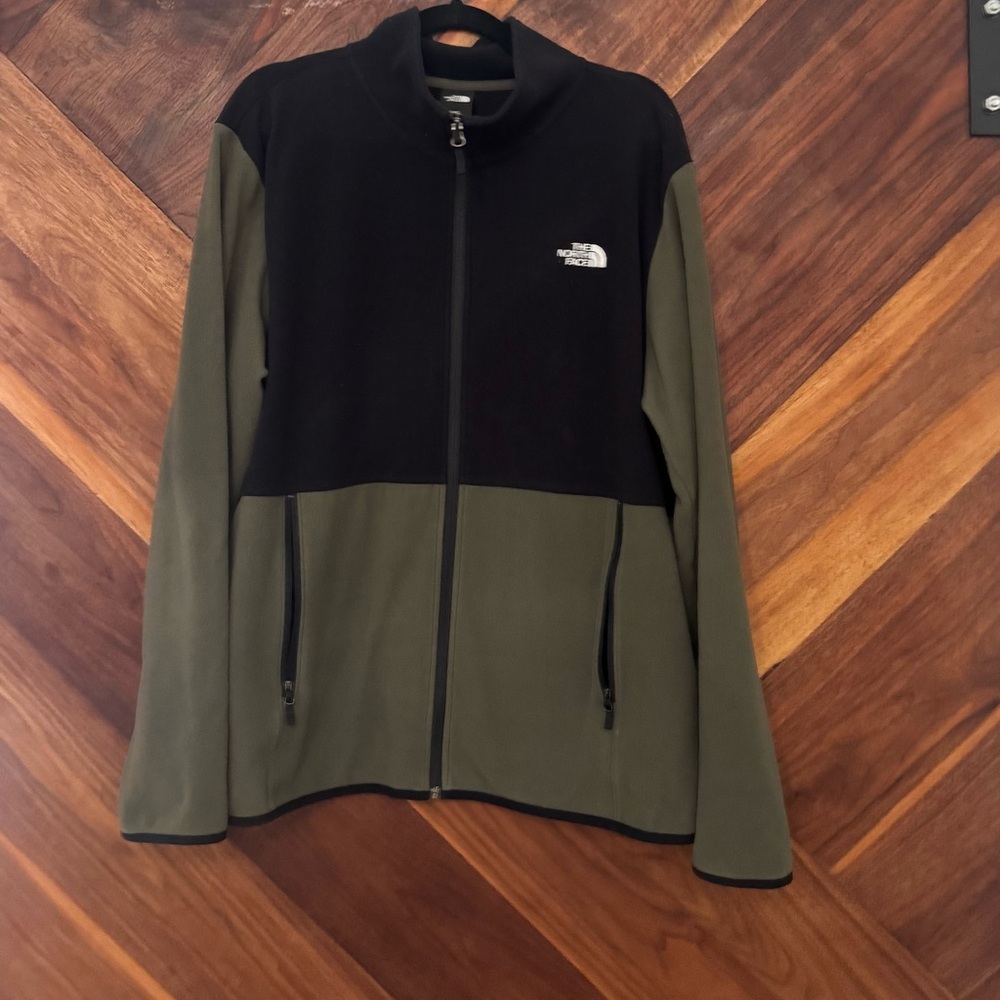 The North Face Men’s XL Black & Olive Colorblock Full Zip Fleece Jacket